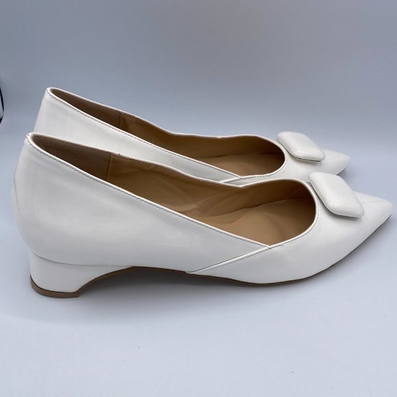 FSJ White Pointy Toe Flats Low Heel Slip On Casual - Picture 3 of 10